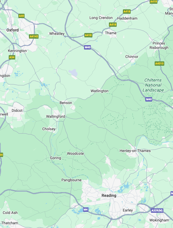 Map of the area surrounding Twyford, Bekshire.